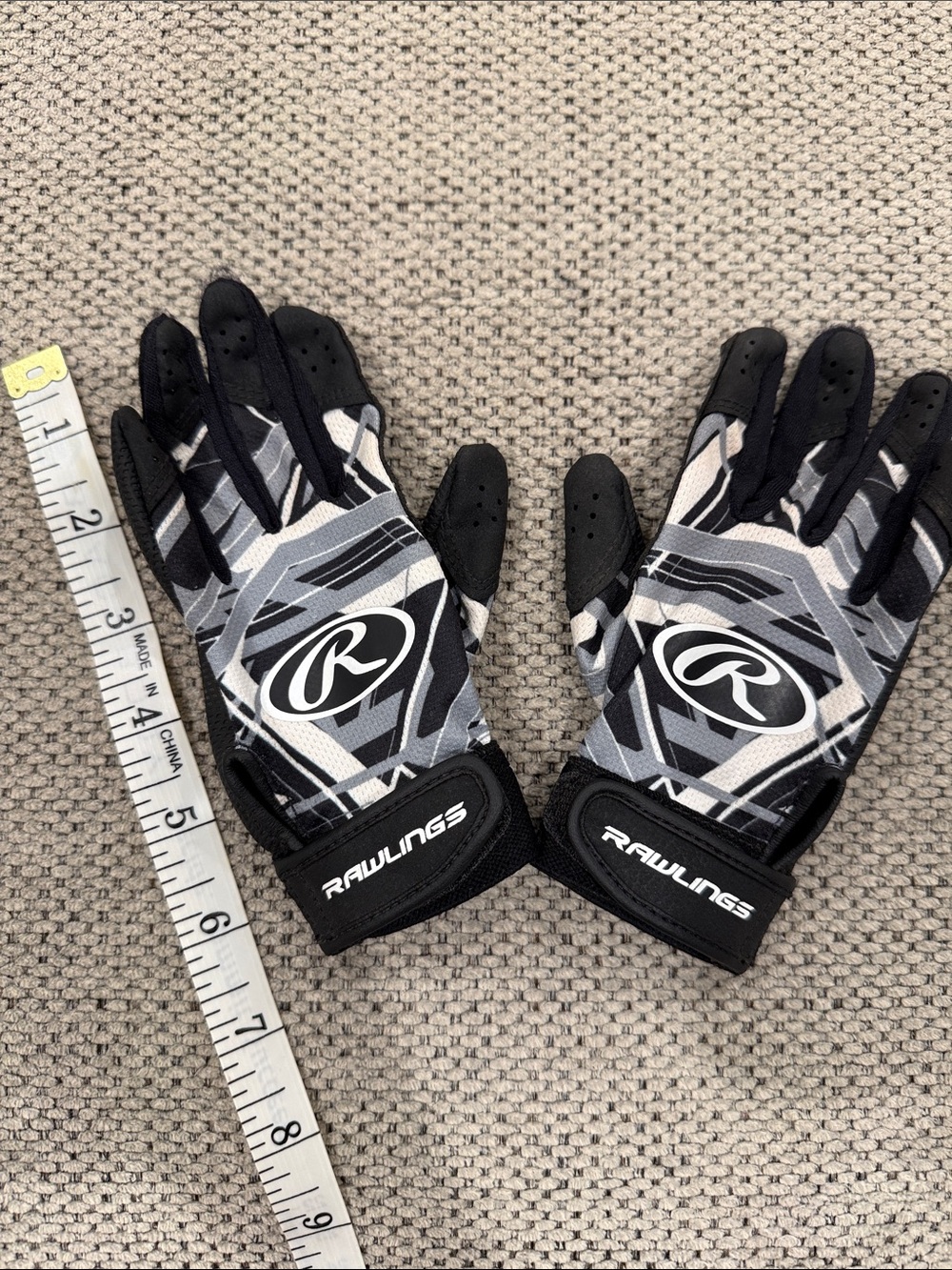 Rawlings Black, Gray & White Performance Batting Gloves